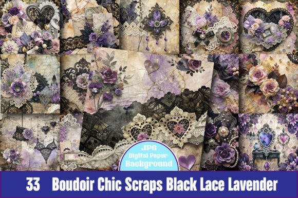 Download Boudoir Chic Scraps Black Lace Lavender - Boudoir Collection